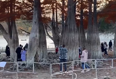 Забор не спасает: туристы топчут корни кипарисов в обмелевшем озере под Анапой несмотря на запрет